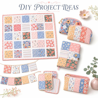 10pcs Charm Pack Set Floral Pattern Vintage Style Handmade DIY with Rich Color and Texture Elements 100% Polyester Patchwork in 10 Design Styles Suitable for Patchwork DIY Craft Projects DIY Wallet Making Gift Giving Bag Making Mother's Day Gift