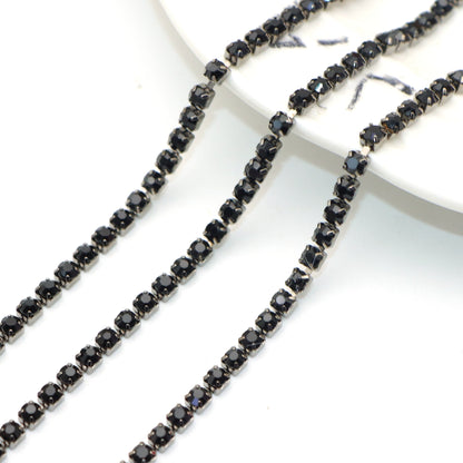 1Meter Sparkling Rhinestone Chain Beads Rhinestone Chain - Jewelry Making Chains for DIY Craft, Shoe, Clothing, Mobile Phone Case Decoration