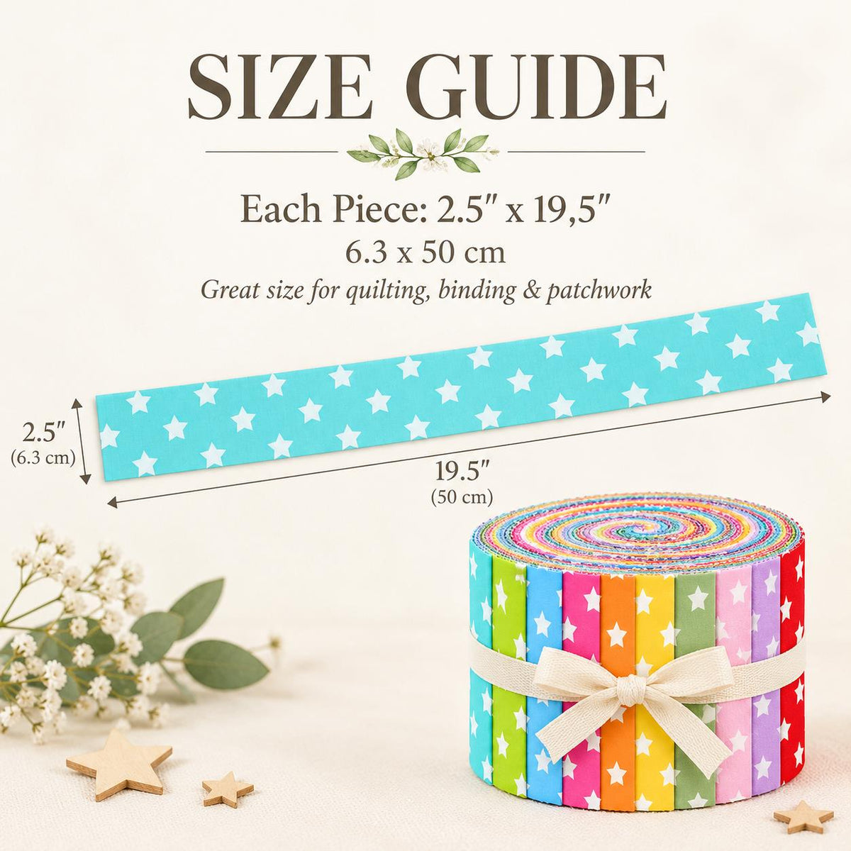 10pcs Vintage Star Pattern Jelly Roll Fabric Strips 2.5X19.7inch Pre-cut 100% Polyester for Patchwork Quilts, Table Runners, Placemats, Tote Bags, Storage Pouches, Makeup Bags, Coasters, Quilt Blocks & Binding