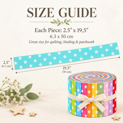 10pcs Vintage Star Pattern Jelly Roll Fabric Strips 2.5X19.7inch Pre-cut 100% Polyester for Patchwork Quilts, Table Runners, Placemats, Tote Bags, Storage Pouches, Makeup Bags, Coasters, Quilt Blocks & Binding