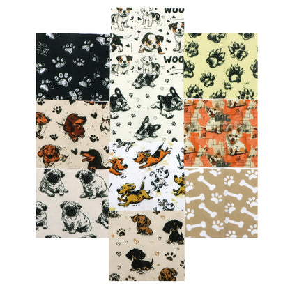 10pcs Charm Pack Set Dog Paw Pattern Vintage Style Handmade DIY with Rich Color and Texture Elements 100% Polyester Patchwork in 10 Design Styles Suitable for Patchwork DIY Craft Projects DIY Wallet Making Gift Giving Bag Making Mother's Day Gift