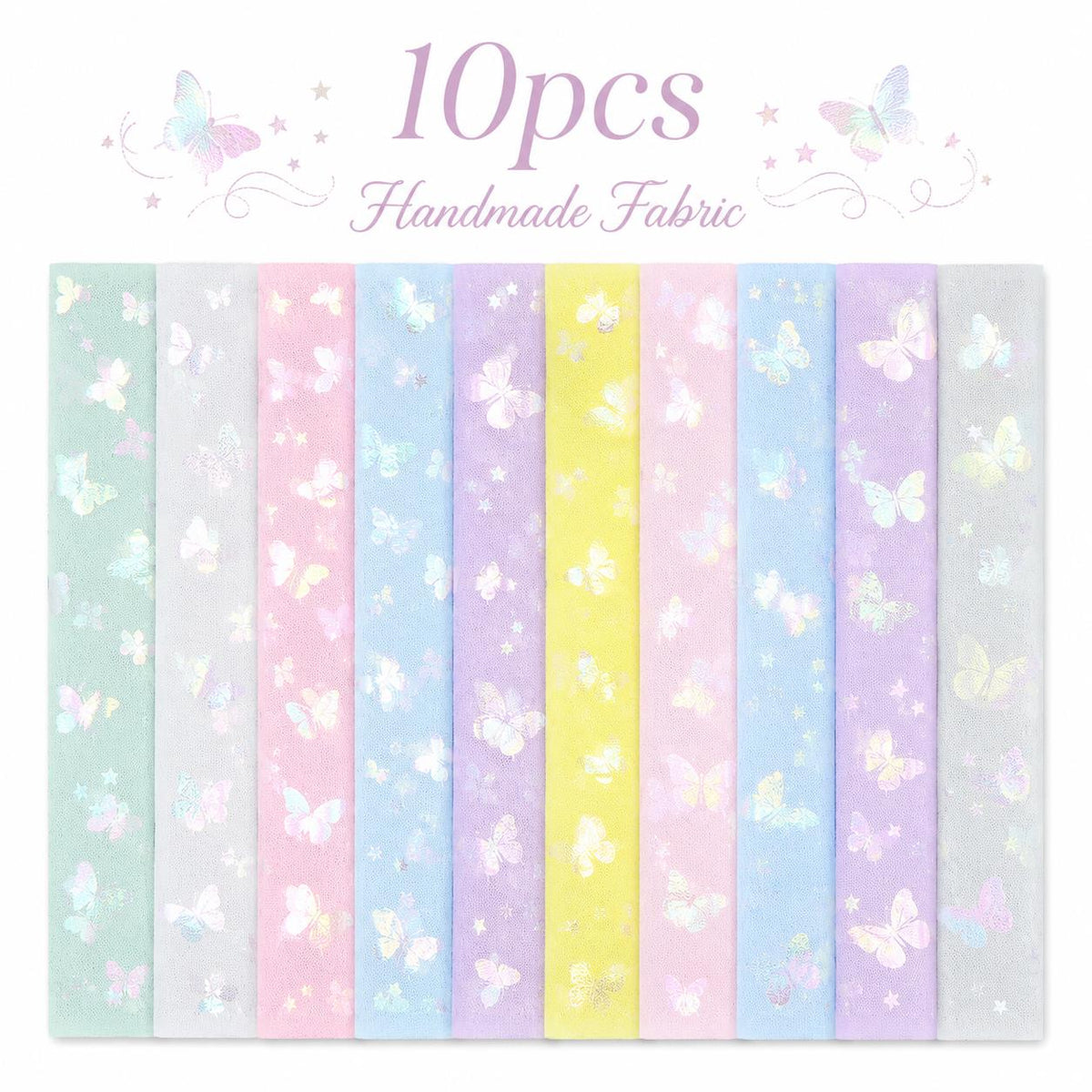 10pcs Vintage Butterfly Mesh Gauze Lace Series Jelly Roll Fabric Strips 2.5X19.7inch Pre-cut 100% Polyester for Patchwork Quilts, Table Runners, Placemats, Tote Bags, Storage Pouches, Makeup Bags, Coasters, Quilt Blocks & Binding Multi-color