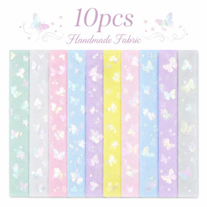 10pcs Vintage Butterfly Mesh Gauze Lace Series Jelly Roll Fabric Strips 2.5X19.7inch Pre-cut 100% Polyester for Patchwork Quilts, Table Runners, Placemats, Tote Bags, Storage Pouches, Makeup Bags, Coasters, Quilt Blocks & Binding Multi-color