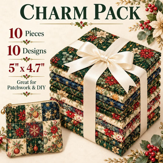 10Pc/Set Christmas Flower Series Star Holly Pinecones  Fat Quarter Fabric, Pre-Cut Square Fabric Assort, Fabric Set, Craft Fabric, Handmade DIY Patchwork Fabric,Home Quilting Sewing Fabric, Packaging Fabric, Scrapbooking Craft Hobbyist