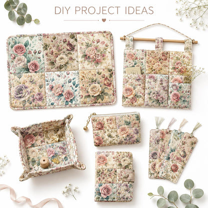 10pcs Charm Pack Set Floral Pattern Vintage Style Handmade DIY with Rich Color and Texture Elements 100% Polyester Patchwork in 10 Design Styles Suitable for Patchwork DIY Craft Projects DIY Wallet Making Gift Giving Bag Making Mother's Day Gift