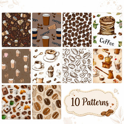 10Pc/Set, Making 10 Images 1pc Each, Each Size: 6.3*50cm Coffee Bean Series Sliced Fabric Set Style Combination, Polyester Jelly Roll Fabric Strips, Pre-Cut Quilting Squares, For Quilting DIY, Handicrafts And Sewing, Blankets, Rugs, Interior Decoration