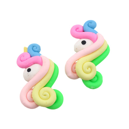 5pcs Vibrant Color Unicorn Charms Design - Polymer Clay Stationery Phone Case Decors and DIY Jewelry Making Accessories - For Creative Crafters and Jewelry Enthusiasts