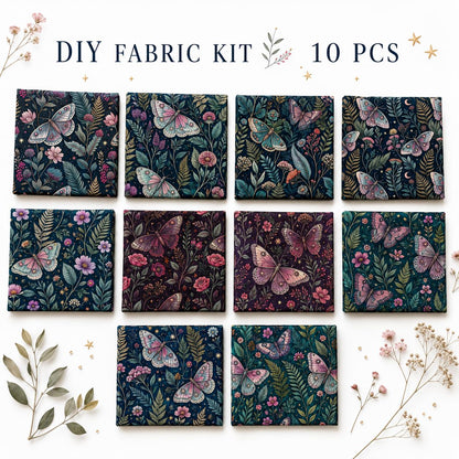 10Pc/Set Flower Butterfly Series Fat Quarter Fabric, Pre-Cut Square Fabric Assort, Fabric Set, Craft Fabric, Handmade DIY Patchwork Fabric,Home Quilting Sewing Fabric, Packaging Fabric, Scrapbooking Craft Hobbyist