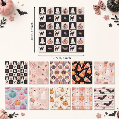 10Pc/Set Halloween Series Skull Cat Pumpkin Plaid Fat Quarter Fabric, Pre-Cut Square Fabric Assort, Fabric Set, Craft Fabric, Handmade DIY Patchwork Fabric,Home Quilting Sewing Fabric, Packaging Fabric, Scrapbooking Craft Hobbyist