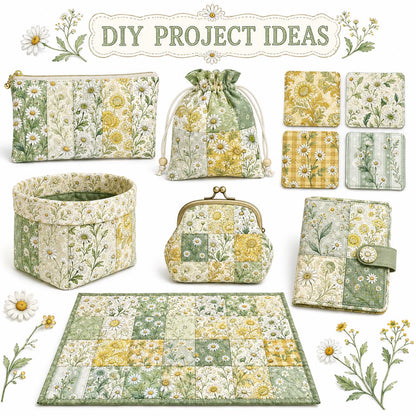 10Pc/Set Flower Series Daisy Plaid Fat Quarter Fabric, Pre-Cut Square Fabric Assort, Fabric Set, Craft Fabric, Handmade DIY Patchwork Fabric,Home Quilting Sewing Fabric, Packaging Fabric, Scrapbooking Craft Hobbyist
