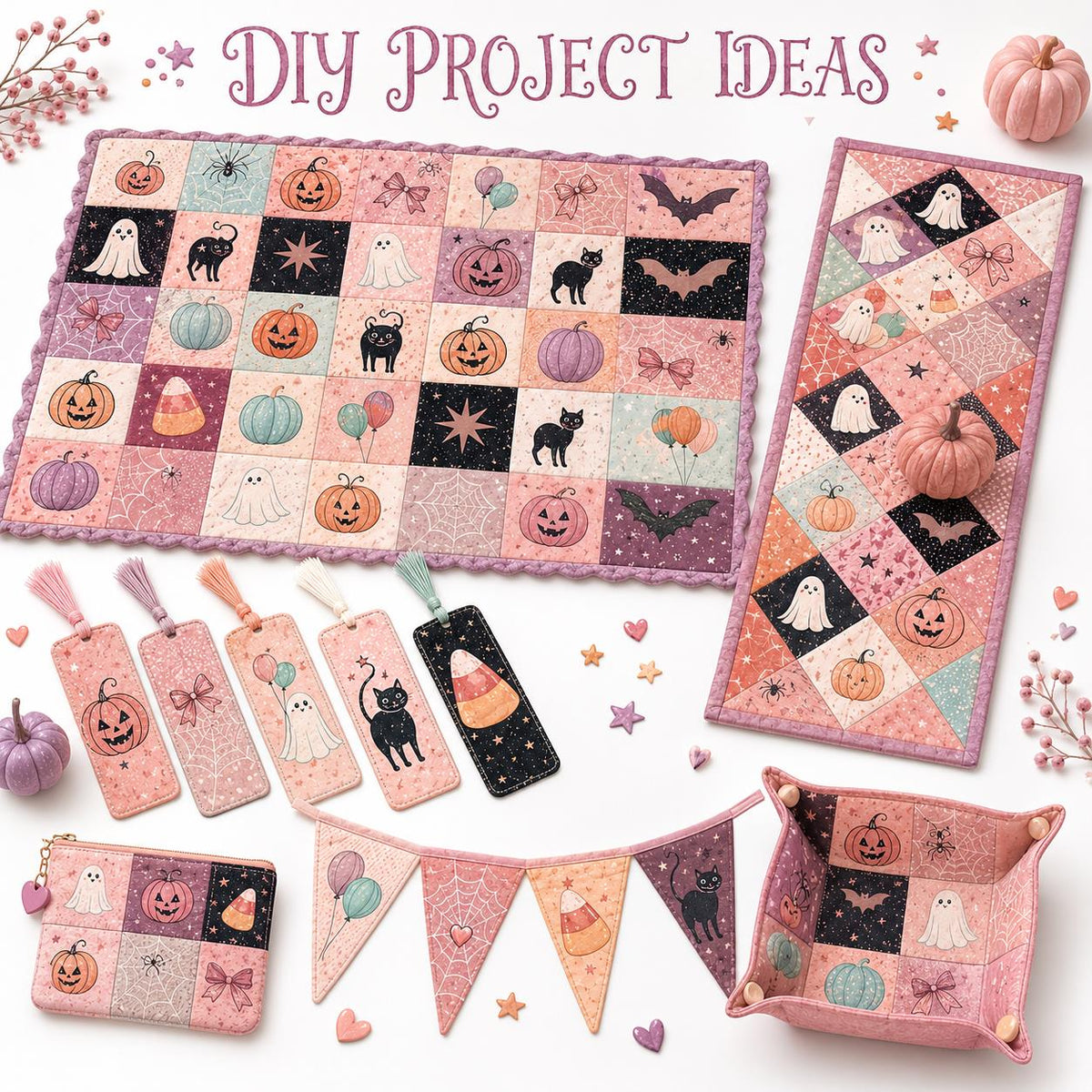 10Pc/Set Halloween Series Skull Cat Pumpkin Plaid Fat Quarter Fabric, Pre-Cut Square Fabric Assort, Fabric Set, Craft Fabric, Handmade DIY Patchwork Fabric,Home Quilting Sewing Fabric, Packaging Fabric, Scrapbooking Craft Hobbyist
