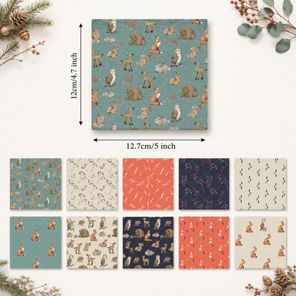 10pcs Charm Pack Set Fox Owl Bunny Pattern 100% Polyester Patchwork in 10 Design Styles, Ready-to-Sew Without Cutting, Suitable For Patchwork Wallet Making Gift Giving Tote Bags Coasters DIY Craft Projects