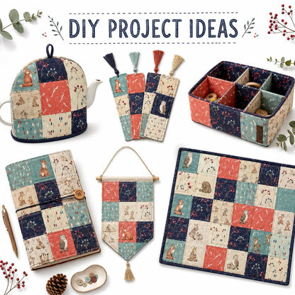 10pcs Charm Pack Set Fox Owl Bunny Pattern 100% Polyester Patchwork in 10 Design Styles, Ready-to-Sew Without Cutting, Suitable For Patchwork Wallet Making Gift Giving Tote Bags Coasters DIY Craft Projects