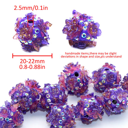 1Pc Blossom Flowers Shaped Polymer Clay Beads Loose Spacer Acrylic Beads with Hole for Jewelry Making DIY Bracelet Necklace Chain Earrings Charm Bangle Decors Craft Supplies