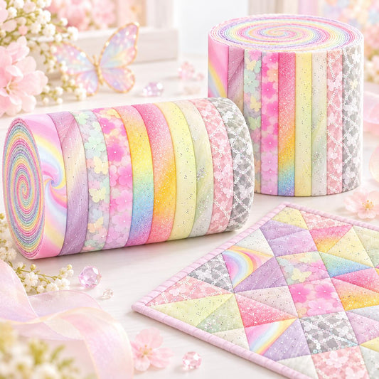 10pcs Vintage Butterfly Mesh Gauze Lace Series Jelly Roll Fabric Strips 2.5X19.7inch Pre-cut 100% Polyester for Patchwork Quilts, Table Runners, Placemats, Tote Bags, Storage Pouches, Makeup Bags, Coasters, Quilt Blocks & Binding Multi-color