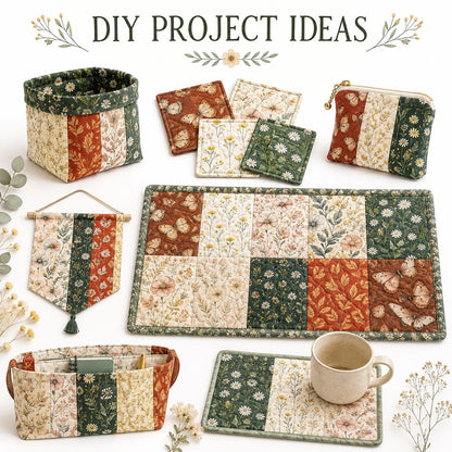 10pcs Charm Pack Set Floral Pattern 100% Polyester Patchwork in 10 Design Styles, Ready-to-Sew Without Cutting, Suitable For Patchwork Wallet Making Gift Giving Tote Bags Coasters DIY Craft Projects