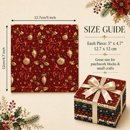 10pcs Charm Pack Set Christmas Pattern Vintage Style Handmade DIY with Rich Color and Texture Elements 100% Polyester Patchwork in 10 Design Styles Suitable for Patchwork DIY Craft Projects DIY Wallet Making Gift Giving Bag Making Mother's Day Gift