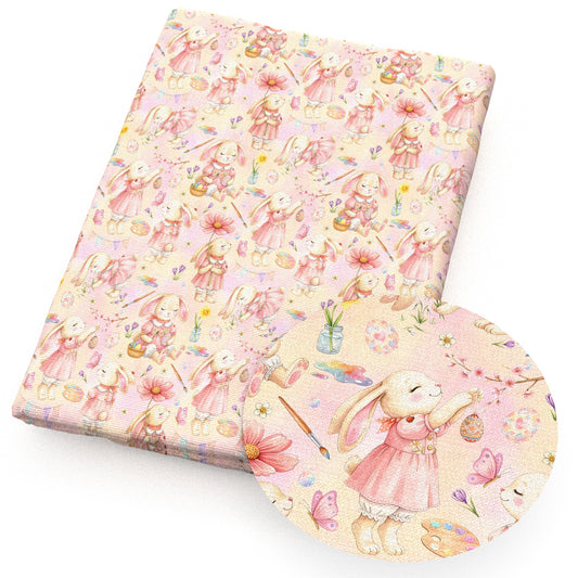 rabbit bunny flowerfloral easter bunny pink series fabric