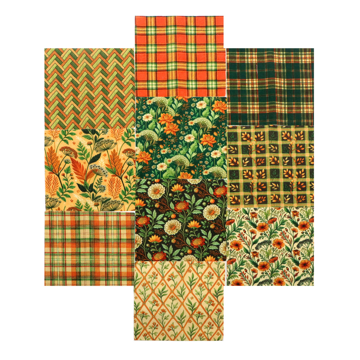 10pcs Charm Pack Set Floral Pattern Vintage Style Handmade DIY with Rich Color and Texture Elements 100% Polyester Patchwork in 10 Design Styles Suitable for Patchwork DIY Craft Projects DIY Wallet Making Gift Giving Bag Making Mother's Day Gift