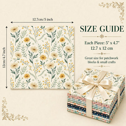 10pcs Charm Pack Set Floral Pattern Vintage Style Handmade DIY with Rich Color and Texture Elements 100% Polyester Patchwork in 10 Design Styles Suitable for Patchwork DIY Craft Projects DIY Wallet Making Gift Giving Bag Making Mother's Day Gift