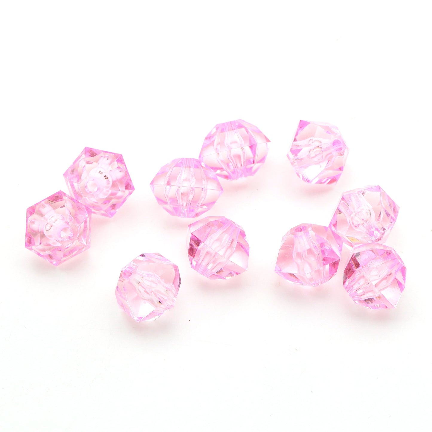 20Pcs Acrylic Transparent Hexagonal Beads Imitation Crystal Beads Loose Beads Diy Handmade Beaded Mobile Phone Chain Bracelet Necklace Making Jewelry Accessories