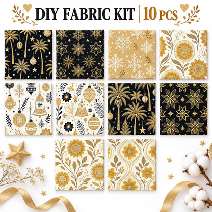 10Pc/Set Christmas Series Flower Bell Star Tree Fat Quarter Fabric, Pre-Cut Square Fabric Assort, Fabric Set, Craft Fabric, Handmade DIY Patchwork Fabric,Home Quilting Sewing Fabric, Packaging Fabric, Scrapbooking Craft Hobbyist
