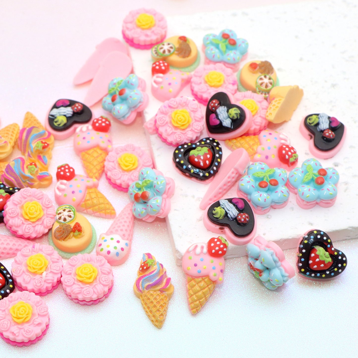 10Pcs Acrylic Ice Cream & Cake Charms,Food Series Flatback Resin Cabochons for DIY Jewelry, Earrings, Bracelets, Keychains, Festive Decor, Homemade Gifts, Phone Cases, Water Bottles, Hair Accessories - Crafting Accessories