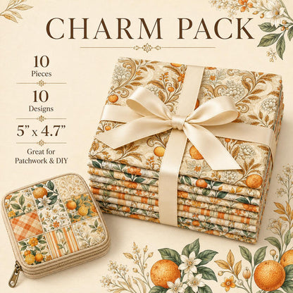 10Pc/Set Fruit Orange Series Flower Fat Quarter Fabric, Pre-Cut Square Fabric Assort, Fabric Set, Craft Fabric, Handmade DIY Patchwork Fabric,Home Quilting Sewing Fabric, Packaging Fabric, Scrapbooking Craft Hobbyist