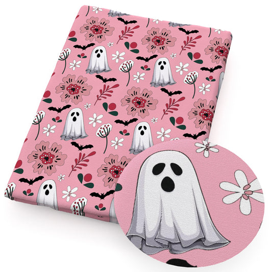 halloween pink series flowerfloral skull ghost skeleton bones bat fabric
