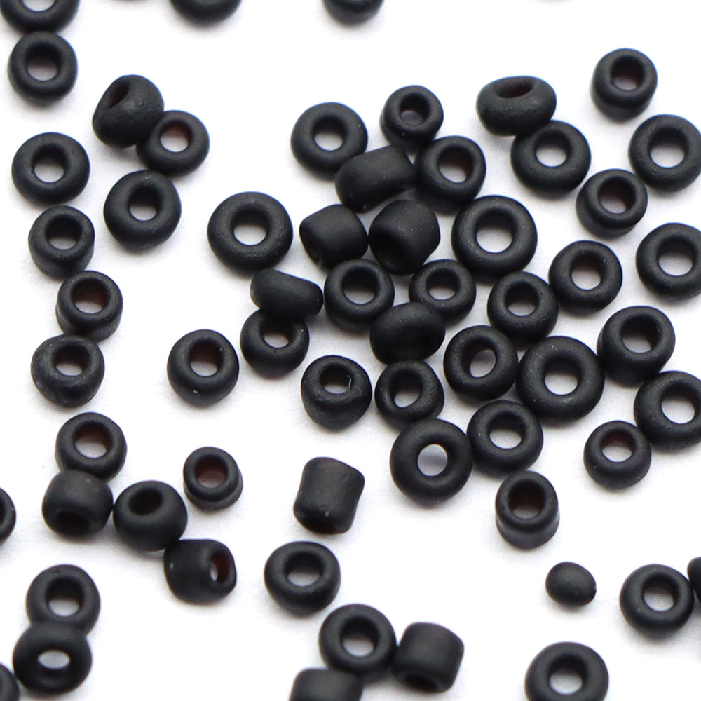 10g/pack Black Series 15/0 Miyuki Seed Beads Plain Solid Color Loose Spacer Acrylic Beads with Hole for Jewelry Making DIY Bracelet Necklace Chain Earrings Charm Bangle Decors Craft Accessories