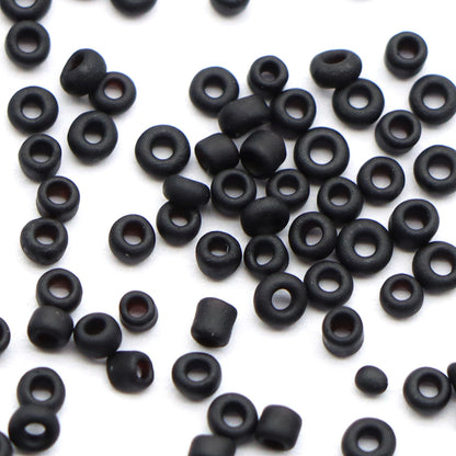 10g/pack Black Series 15/0 Miyuki Seed Beads Plain Solid Color Loose Spacer Acrylic Beads with Hole for Jewelry Making DIY Bracelet Necklace Chain Earrings Charm Bangle Decors Craft Accessories