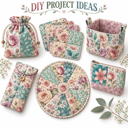 10Pc/Set Flower Series Fat Quarter Fabric, Pre-Cut Square Fabric Assort, Fabric Set, Craft Fabric, Handmade DIY Patchwork Fabric,Home Quilting Sewing Fabric, Packaging Fabric, Scrapbooking Craft Hobbyist