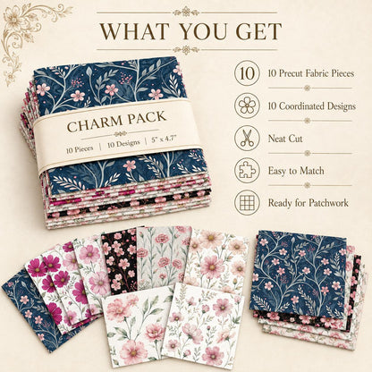 10Pc/Set Flower Series Fat Quarter Fabric, Pre-Cut Square Fabric Assort, Fabric Set, Craft Fabric, Handmade DIY Patchwork Fabric,Home Quilting Sewing Fabric, Packaging Fabric, Scrapbooking Craft Hobbyist