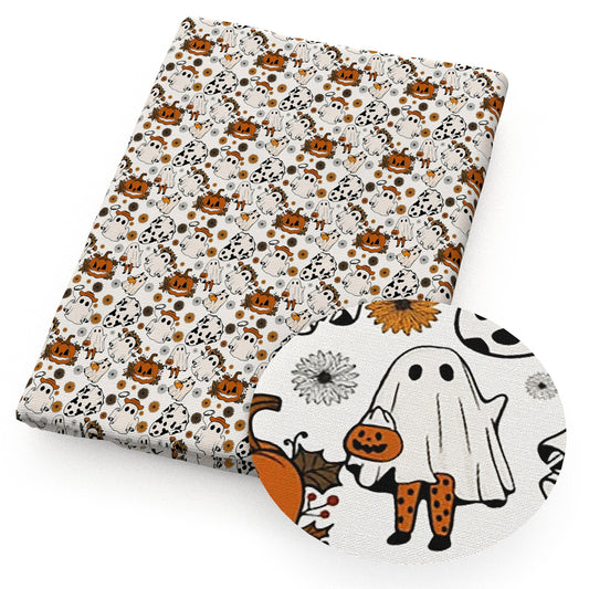 halloween skull ghost skeleton bones daisy pumpkin fabric