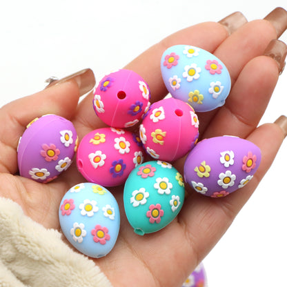1pc Charming Chicken Eggs Flowers Silicone Plastic Beads, Focal Pendants Beads for DIY Beading & Jewelry Making, Keychains, and Bag Accessories,Beads & Bead Assortments Easter Decorations