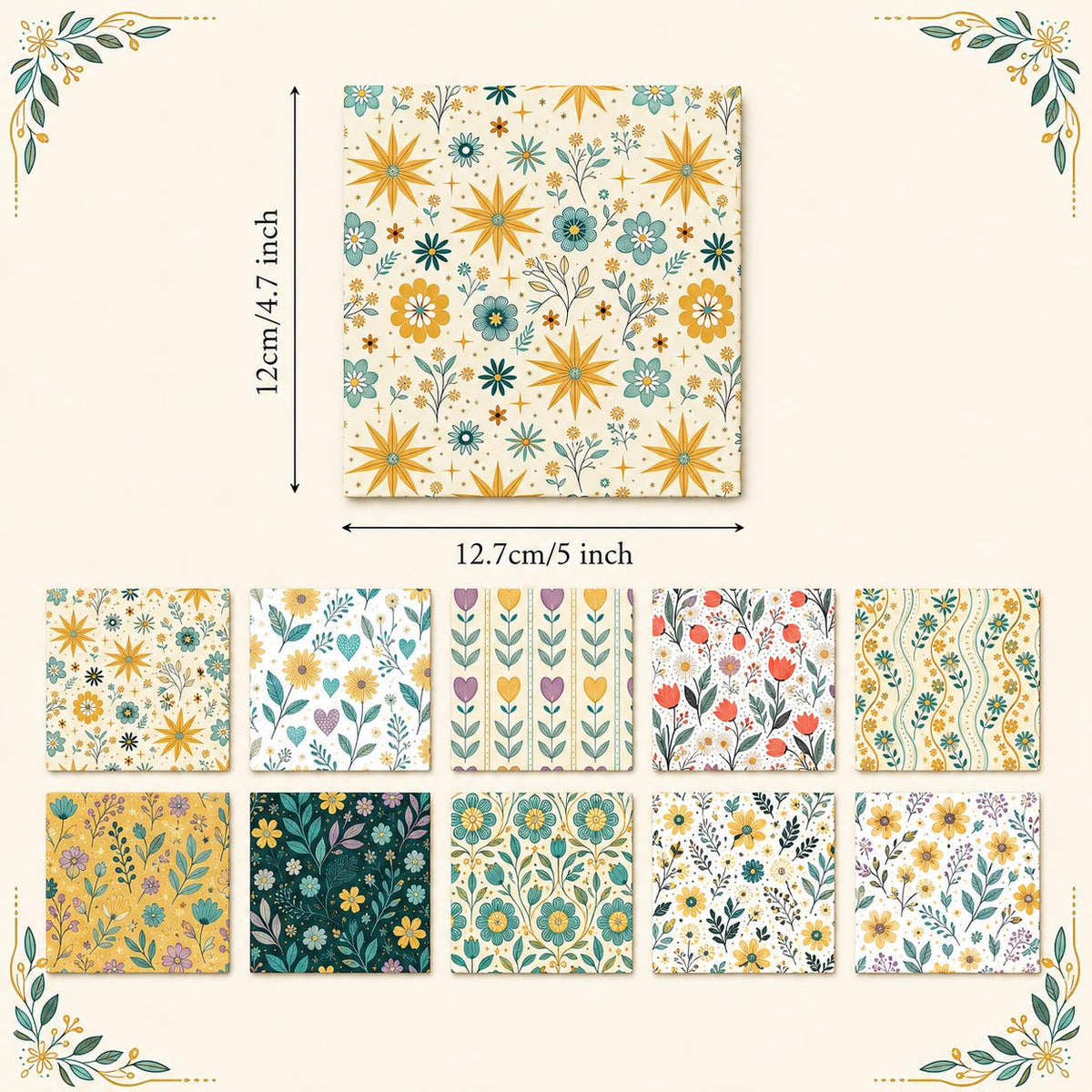 10pcs Charm Pack Set Floral Bird Vintage Style Pattern Handmade DIY with Rich Color and Texture Elements 100% Polyester Patchwork in 10 Design Styles Suitable for Patchwork DIY Craft Projects DIY Wallet Making Gift Giving Bag Making Mother's Day Gift