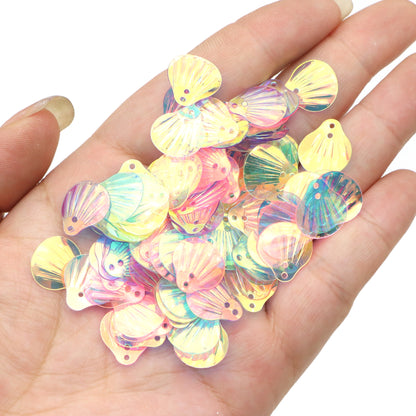 20g/pack Golden Light Transparent Fish Scale Shell Sequins,Vibrant Laser Double Hole Eye Makeup Flakes,Charms for Jewelry Making, Earring, Stage, Party, Makeup, Home Decors, DIY, Dress, Scrapbook, Shoes, Photoframe Accessories and Handmade Supplies