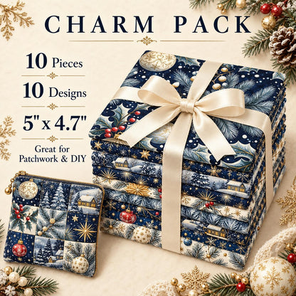 10Pc/Set Christmas Series Star Tree Holly House Fat Quarter Fabric, Pre-Cut Square Fabric Assort, Fabric Set, Craft Fabric, Handmade DIY Patchwork Fabric,Home Quilting Sewing Fabric, Packaging Fabric, Scrapbooking Craft Hobbyist