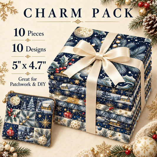 10Pc/Set Christmas Series Star Tree Holly House Fat Quarter Fabric, Pre-Cut Square Fabric Assort, Fabric Set, Craft Fabric, Handmade DIY Patchwork Fabric,Home Quilting Sewing Fabric, Packaging Fabric, Scrapbooking Craft Hobbyist