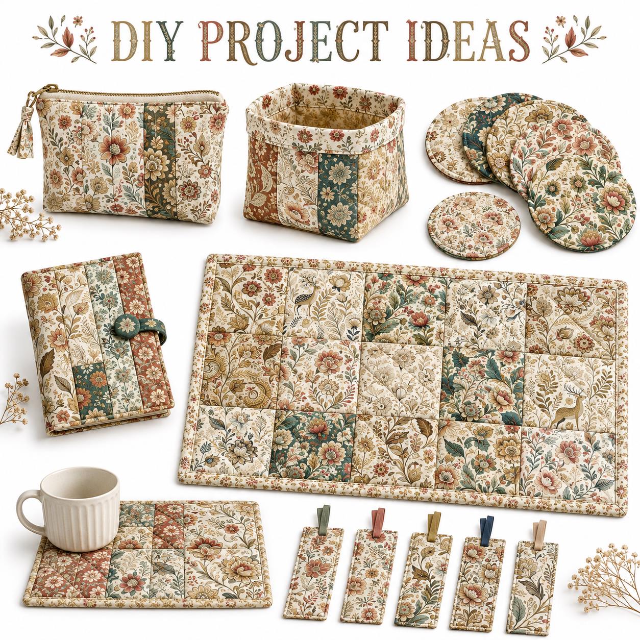 10pcs Charm Pack Set Floral Vintage Style Pattern Handmade DIY with Rich Color and Texture Elements 100% Polyester Patchwork in 10 Design Styles Suitable for Patchwork DIY Craft Projects DIY Wallet Making Gift Giving Bag Making Mother's Day Gift