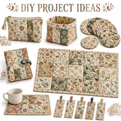 10pcs Charm Pack Set Floral Vintage Style Pattern Handmade DIY with Rich Color and Texture Elements 100% Polyester Patchwork in 10 Design Styles Suitable for Patchwork DIY Craft Projects DIY Wallet Making Gift Giving Bag Making Mother's Day Gift