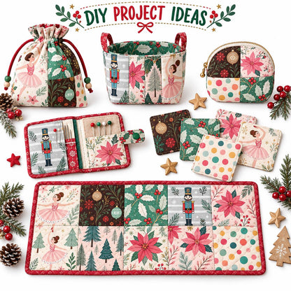 10Pc/Set Christmas Series Flower Ballet Tree Holly Fat Quarter Fabric, Pre-Cut Square Fabric Assort, Fabric Set, Craft Fabric, Handmade DIY Patchwork Fabric,Home Quilting Sewing Fabric, Packaging Fabric, Scrapbooking Craft Hobbyist