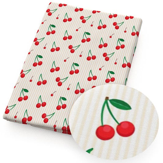 stripe fruit cherry fabric