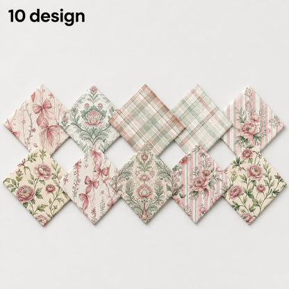 10pcs Charm Pack Set Floral Pattern 100% Polyester Patchwork in 10 Design Styles, Ready-to-Sew Without Cutting, Suitable For Patchwork Wallet Making Gift Giving Tote Bags Coasters DIY Craft Projects For Mother's Gift