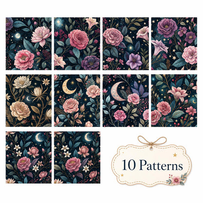 10pcs Vintage Floral Burgundy Moon Pattern Jelly Roll Fabric Strips 2.5X19.7inch Pre-Cut 100% Polyester For Patchwork Quilts, Table Runners, Placemats, Tote Bags, Storage Pouches, Makeup Bags, Coasters, Quilt Blocks & Binding