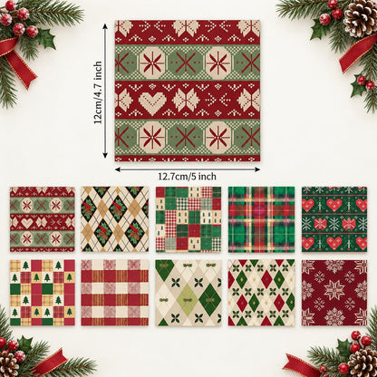 10Pc/Set Christmas Series Stripe Heart Plaid Holly Pinecones Fat Quarter Fabric, Pre-Cut Square Fabric Assort, Fabric Set, Craft Fabric, Handmade DIY Patchwork Fabric,Home Quilting Sewing Fabric, Packaging Fabric, Scrapbooking Craft Hobbyist