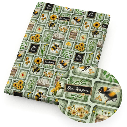sunflower bee book blackboard plaid grid fabric