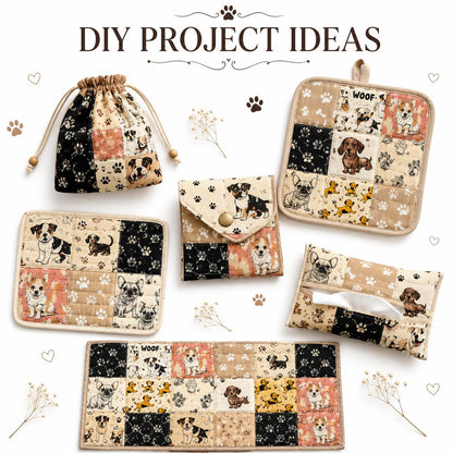 10pcs Charm Pack Set Dog Paw Pattern Vintage Style Handmade DIY with Rich Color and Texture Elements 100% Polyester Patchwork in 10 Design Styles Suitable for Patchwork DIY Craft Projects DIY Wallet Making Gift Giving Bag Making Mother's Day Gift