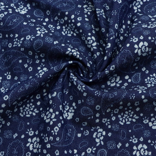1pc Paisley Floral Print Denim Fabric, 59.06x19.68 inch Precut, Perfect for Party Decorations, and Craft Projects, Hair Ties, DIY Quilting & Sewing, Patchwork, Backdrop Fabric, Diy Bag Wallet Making