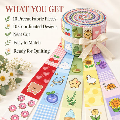10Pc/Set, Making 10 Images 1pc Each, Each Size: 6.3*50cm Duck Animal Series Sliced Fabric Set Style Combination, Polyester Jelly Roll Fabric Strips, Pre-Cut Quilting Squares, For Quilting DIY, Handicrafts And Sewing, Blankets, Rugs, Interior Decoration, H